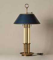 Lampe de table en métal Nyxora Atelier, abat-jour bleu marine, design moderne du milieu du siècle, forme géométrique, décoration intérieure pour salon, durable