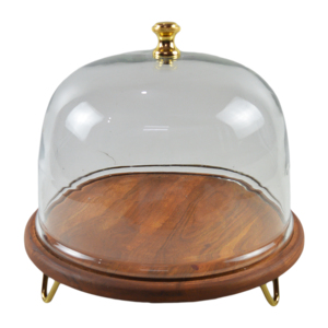 Support à gâteau rond en bois et verre, idéal pour les mariages, les anniversaires et les fêtes, vaisselle et assiettes de présentation - Product Image 3