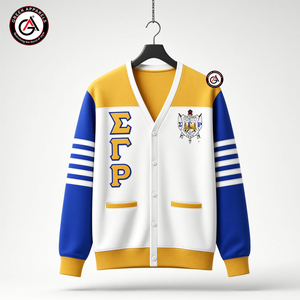 เสื้อคาร์ดิแกนไหมพรมปักลาย Sigma Gamma Rho Sorority แบบวินเทจ ป้องกันรอยยับ คอวี แขนยาว สำหรับผู้หญิง ใส่ในฤดูหนาว - Product Image 1
