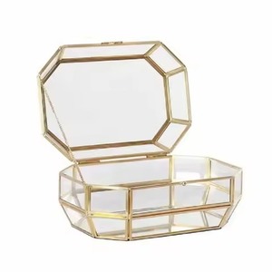 Modern Metal & Glass Jewelry <b>Box</b> Stylish <b>Trinket</b> Organizer for Rings Earrings Necklace Bracelet Vanity Bedroom Decor - Product Image 1