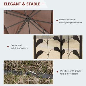 "2 Tier Patio Gazebo <b>Canopy</b> 10FT X 10FT Steel Frame Brown with Polyester <b>Roof</b> Netting & Curtain Sidewalls for Villa & Courtyard" - Product Image 5