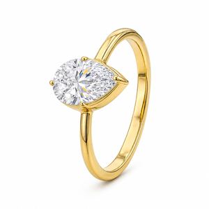 Anillo de Compromiso de Moissanita con Corte de Pera Chapado en Oro Amarillo de 14K, Certificado por GRA, Anillo de Propuesta para Mujer - Product Image 4