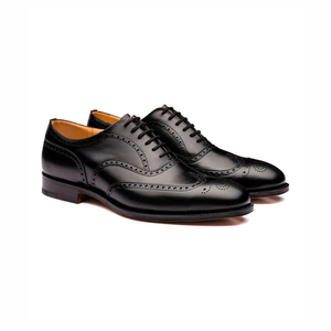 Chaussures habillées Oxford en cuir véritable noir à bout rond, à enfiler, pour homme, couleur unie, pour le bureau, hiver léger - Product Image 1