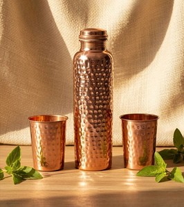 Botella de Agua de Cobre, Recipiente Ritual Tradicional para Ofrendas de Templo, Uso Espiritual y Ceremonias Culturales - Product Image 6