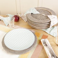 Platos de cargador de boda rústica de Vietnam, venta al por mayor, Jacinto de ratán Natural, suministro de cena a granel, vajilla