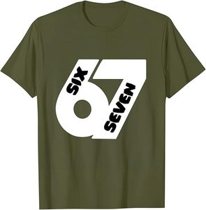 เสื้อยืดลำลองผู้ชายพิมพ์ลาย Six Seven 67 สีขาว แขนสั้น คอกลม ทรงปกติ ผ้าเจอร์ซีย์คอตตอน - Product Image 2