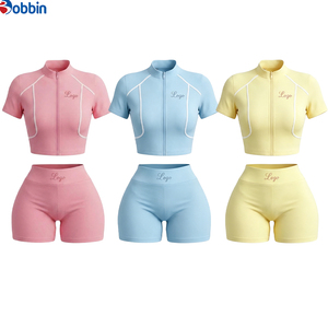 Conjuntos Deportivos de Verano para Mujer, Ropa Urbana Personalizada, Chaqueta de Manga Corta con Cierre y Pantalones Cortos, Conjunto de 2 Piezas, Tendencia en Ventas - Product Image 5