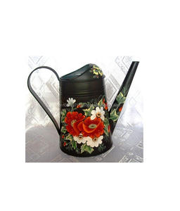 Bidon d'eau galvanisé au design en émail de qualité supérieure avec fleurs peintes à la main, parfait pour les fêtes de jardin à thème rustique et la décoration de patio - Product Image 1