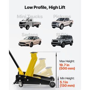 Cric de sol en acier pour course automobile, capacité 3 tonnes (6614 lb), profil bas, piston unique, pompe à levage rapide avec pédale - Product Image 3