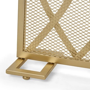 Protector de Chimenea Ovalado de Metal Estilo Art Deco con Malla Resistente y Protector de Chispas, Protector de Hogar Independiente con Acabado Dorado - Product Image 3