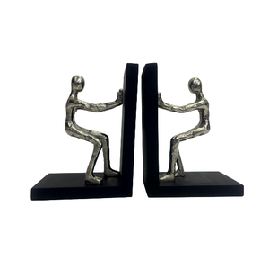 Sujetalibros decorativos de metal negro resistente, sujetalibros único y moderno para sujetar libros, soporte para estantería. - Product Image 4