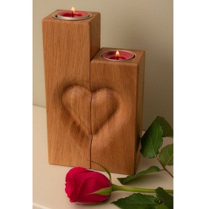 Juego de Portavelas de Madera en Forma de Corazón para Decoración del Hogar, Regalo Hecho a Mano para el Día de San Valentín, para el amor. - Product Image 5