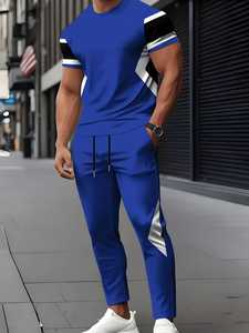 Nuevo Conjunto Deportivo de Verano para Hombre, 2 Piezas, Camiseta de Algodón Transpirable, Conjunto Deportivo Estampado, Atuendo Informal con Logotipo Personalizado - Product Image 3