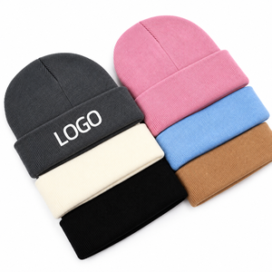 Knitted Custom Logo Cuffed Knit Beanie <b>Hats</b> Wholesale Ribbed <b>Winter</b> Beanies Unisex Warm Stretchy Knitted Caps - Product Image 2