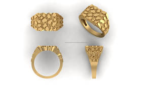 Bague de Fiançailles et de Mariage de Luxe pour Homme en Or Massif 10K Personnalisée Faite à la Main Motif Pépite Vintage Idées de Cadeaux de Mariage Faits Main - Product Image 2