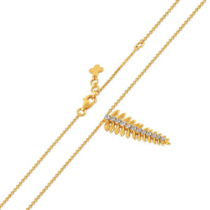 สร้อยคอจี้เพชรรูปใบเฟิร์นสีทองพร้อมดีไซน์ใบไม้ห้อยแบบสมมาตร - Product Image 3