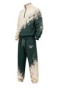 Custom Men's Hooded Tracksuit <b>Set</b> <b>Paint</b> Splatter Print Full Sleeve Casual Sportswear With Drawstring Pants Custom Logo - Product Image 6