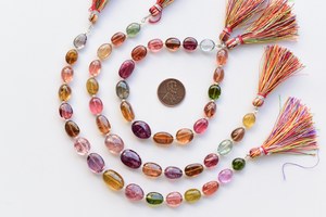 Perles de tourmaline multicolores naturelles, lisses et polies, perles de pierres précieuses en vrac pour la fabrication de bijoux, fournitures de pierres précieuses en gros - Product Image 2