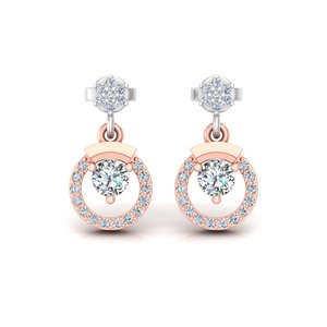 Classic Design Round Cut Lab Grown Diamond 14K Solid <b>Gold</b> <b>Dangle</b> <b>Earrings</b> for Gift Party & Anniversary Everyday Wear - Product Image 1