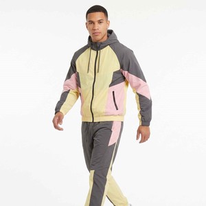 Survêtement personnalisé avec logo pour homme, coupe ample, patchwork, uni, décontracté, en nylon et polyester, coupe-vent, streetwear - Product Image 2