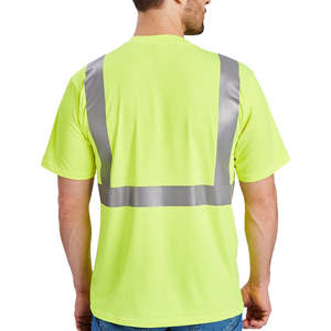 T-shirt de travail à manches courtes haute visibilité pour homme, jaune, polyester, uniforme de sécurité réfléchissant - Product Image 3