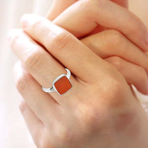 IGI Certified Natural Cushion Cut Carnelian Gemstone <b>Ring</b> <b>Crafted</b> From Solid 925 Sterling Silver Available At Wholesale Price - Product Image 4