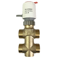 Vanne de dérivation thermostatique en laiton à 3 voies pour actuateur rotatif 2 pouces, vanne de commande électrique en laiton pour ventilo-convecteurs 3/4'' à 4 ports