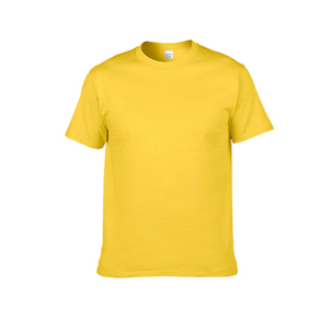 T-shirt en coton jaune uni pour homme, manches courtes, col rond, coupe classique, style décontracté, tissu jersey tricoté - Product Image 6