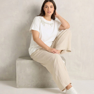 เสื้อถักปักลายคอกลมแขนสั้นสีขาวสำหรับผู้หญิงทรงหลวมสวมใส่สบายๆในฤดูใบไม้ผลิฤดูร้อน - Product Image 6