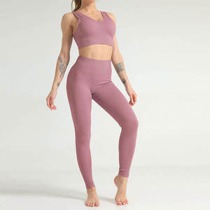 Ensemble de sport pour femmes, nouvelle conception, vêtements de sport actifs, 2 pièces, respirant, écologique, spandex/polyester, soutien-gorge de sport, leggings, yoga, entraînement - Product Image 3