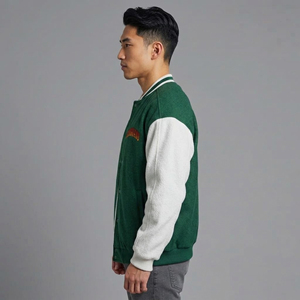 Vestes varsity pour hommes 100% laine, manches longues, bicolores, vêtements décontractés d'hiver, logo brodé personnalisé, style hip hop. - Product Image 2