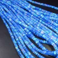 Perles d'Opale de Feu Naturelle Bleue de Haute Qualité, Teinte, Effet Flash Intense, 4-6mm, 16 Pouces, Rondelles Facettées, Effet de Couleur Changeant, Bijoux