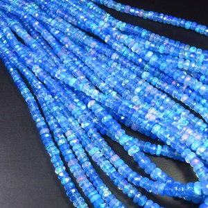 Paraiba <b>Opal</b> Welo Fire Gemstone Full Flash Beads 4-6mm Natural <b>Blue</b> Welo Ethiopian <b>Opal</b> 16"Inch Faceted Rondelle Color Play <b>Opal</b> - Product Image 3