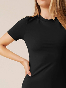 NUEVO Vestido Maxi de Verano para Mujer, Estilo Bodycon, Casual, Manga Corta, Ecológico, Lavable, Antiarrugas, de Nailon, Color Caramelo - Product Image 3