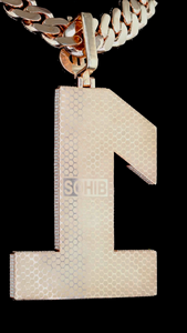 Collier personnalisé numéro 1 avec pendentif en moissanite et chaîne cubaine en argent sterling 925, bijou tendance - Product Image 4