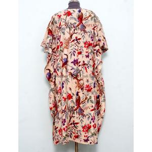 Vestido maxi caftán de algodón floral hecho a mano para mujer india, con estampado a mano, ideal para primavera, verano, playa o uso doméstico. - Product Image 5