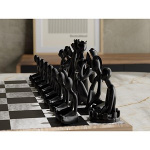 Ensemble d'échecs rectangulaire abstrait artistique en bois de palissandre, fait main, écologique et unique, pour la vente en gros - Product Image 4