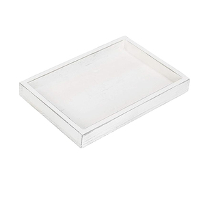 Plateau en bois de manguier au design élégant Plateau classique en bois fait main rectangulaire en blanc pour le service à usages multiples Plateau en bois décoratif - Product Image 1