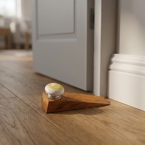 Butée de porte en bois avec bouton en céramique en forme d'oiseau, design traditionnel, installation magnétique facile pour salon, bureau à domicile - Product Image 4