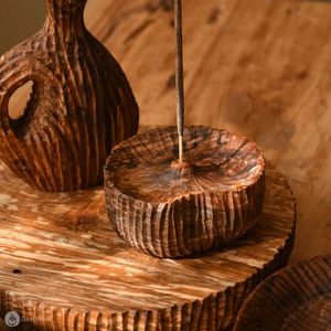 Porte-encens en bois naturel fini pour la maison, le yoga, diffuseur aromatique, cadeau, accessoire de méditation - Product Image 4