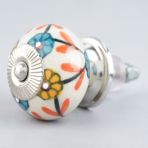 Boutons de tiroir et poignées de meuble contemporains en céramique moutarde de qualité supérieure, faits à la main, motif petite fleur, pour chambre et hôtel - Product Image 2