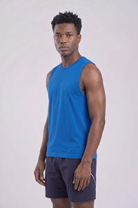 T-shirt sans manches pour homme, idéal pour la gym, le yoga et l'exercice, coupe sportive, en polyester écologique, col rond, haut de sport pour homme - Product Image 3