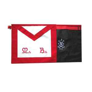 Tablier de cérémonie en tissu brodé noir avec franges dorées pour les cérémonies maçonniques, modèle Chevaliers Templiers - Product Image 2