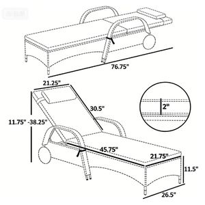 Sedia Lounge da Esterno in Rattan Nero con Schienale per Cortile - Product Image 6