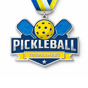 เหรียญรางวัลงานแข่งขัน พิมพ์ลาย UV เคลือบทอง ประดับกลิตเตอร์  สำหรับกีฬาพิคเคิลบอล - Product Image 6