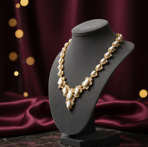 Collier de mariée audacieux blanc multi-formes, collier de créateur lourd en zircon cubique, bijoux de fête en argent 925 plaqué or 18 carats - Product Image 3