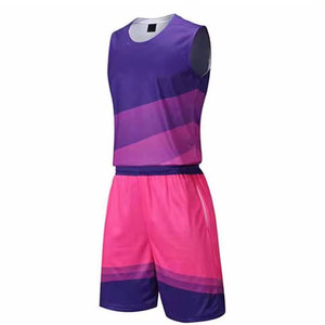 Conjunto de Uniforme de Baloncesto Sublimado Personalizado, Unisex para Adultos, Transpirable, con Degradado Morado y Rosa, Camiseta sin Mangas y Pantalones Cortos - Product Image 1