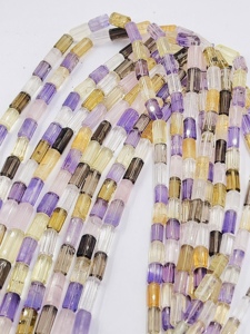 Perles tubulaires à facettes en quartz naturel multicolore mélangé, de 5x9mm à 8x15mm, brin de 14 pouces, perles de pierres précieuses en vrac pour les acheteurs chinois - Product Image 2