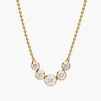 Collar de Lujo con Diamantes Cultivados en Laboratorio, Engastados en Bisel Redondo, Oro Amarillo de 14K, 4.5g