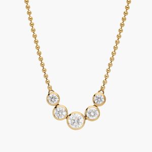 Bezel Bead Chain Smile <b>Necklace</b> With 1 CTW Round Cut Lab-Grown Diamonds In Yellow Gold - Product Image 1